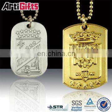 High end metal gold army dogtag with key chain