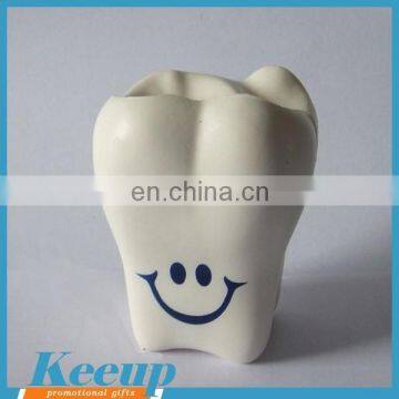 Pu promotion ball Logo items tooth shaped stress ball