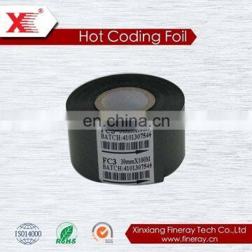 FINERAY 30mm*122m Hot Stamping Foil Rolls /Date Coding Ribbon for expiry printing