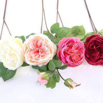 Cheap Price Faux Flowers 2 Heads Silk White Crystal Rose photo-5