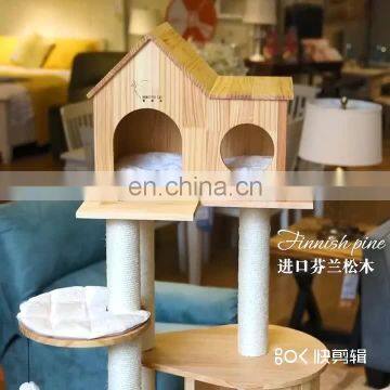 China good quality fancy European material cat tree house/jumping climbing tower for pet