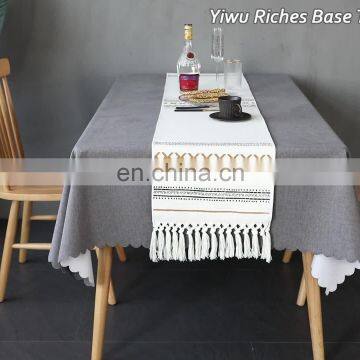 Hotel table decoration bed runner unique custom printed table runner with tassels