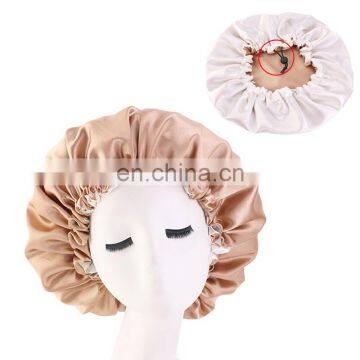 Womens Solid Satin Bonnet Elastic Band Turban Shower Cap For Hotel Silicone Shower Cap Baby Night Sleep Hat Hair Loss photo-7