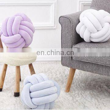 25X25CM Hot Sale Luxurious Chunky Knit Velvet Giant Knot Pillow In Cushion Baby Soft Ball Hollow Fiber Filled Three Tubes photo-4