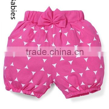 Whosale baby clothes clothing dark pink print fabric girls shorts                        
                                                                                Supplier's Choice