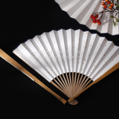 Bamboo Paper Folding Fan Chinese Style Freehand Brushwork Can be Customized