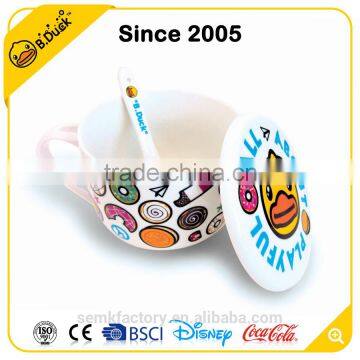 Boutique Fashion Colorful Ceramic Mug With Lid & Spoon in Handle photo-2