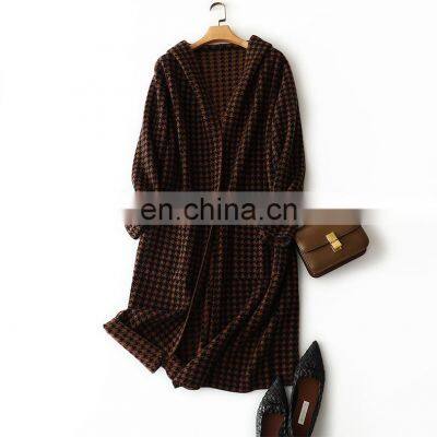 Новая женская модная теплая кардиган-коат из узора cashmere с капюшоном photo-3