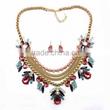 2015 latest fashion cheap alloy jewelry set colorful african acrylic beads jewelry set