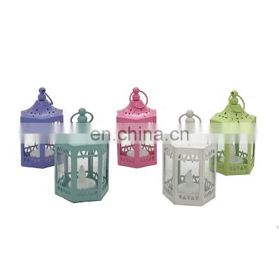 HOT SELL Christmas Blue Pink White Yellow Green Metal LED Candle Lantern Mini Candle Holders For Decoration