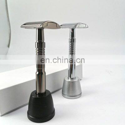 Matte Silver Mens High Quality Metal Handle Double Edge Safety Shaving Razor photo-3