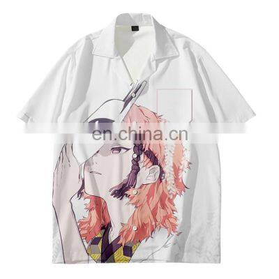 Factory Wholesale Custom Made Notched Floral Print Button Up Short Sleeve Shirt For Men