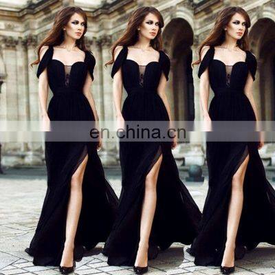 Dresspic Wedding Bridesmaid Dress Long Cold Shoulder Pleated Chiffon Formal Dress for Women photo-5