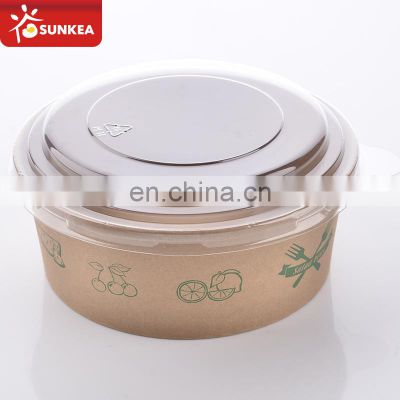 Sunkea china large disposable salad paper bowl with lid