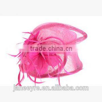 Wholesale Plain Church/Races Ladies Sinamay Hats With Feather