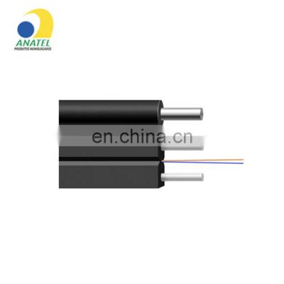 Factory ANATEL Homologation Flat drop 3 steel wire 1 core optical fiber G657A FTTH fiber optic cable