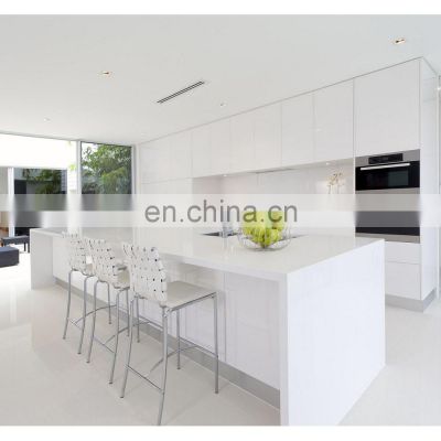 Modern Style Ready Assembled Complete White Lacquer Islands Laminate Kitchen Cabinets