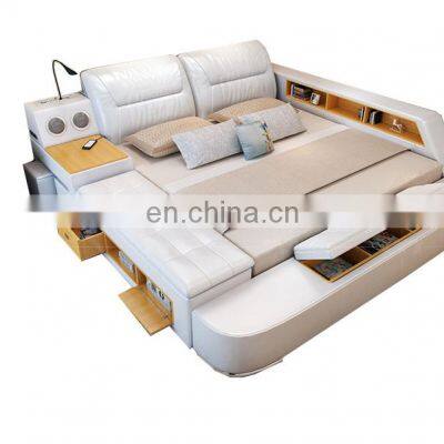 Modern design Multifunction massage spa leather king size smart bed frame camas