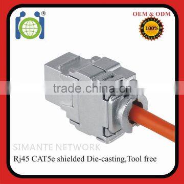 RJ45 CAT5E Tooless Shielded Keystone Jack