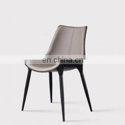 Contemporary Nordic Modern Metal Legs Dining Leather Chairs photo-5
