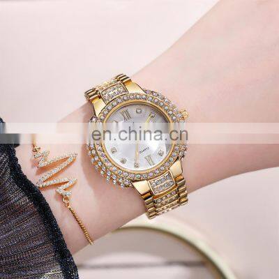 BW 8093 Iced Out Watches Women Gold Quartz Fashion Luxury Roman Font Waterproof Watch Jewelry photo-3