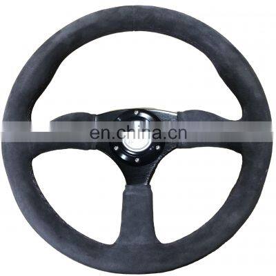 Grey suede with purple stitching universal customized racing  Steering Wheel