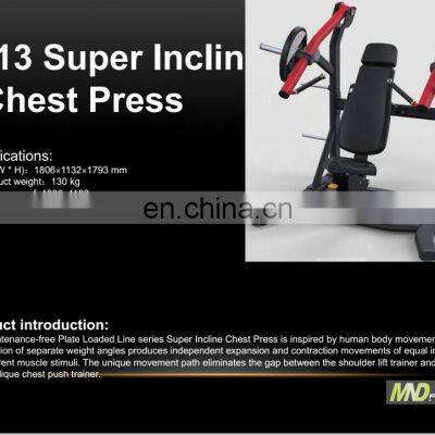 Gym Room Use Exercise Strength Free Weight Plate Loaded Super Incline Chest Press Gym Fitness Equipment photo-2