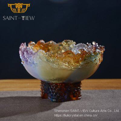 Chinese Traditional Culture Liuli Tripod Cup Craft Trophy Home Office Decoration photo-4