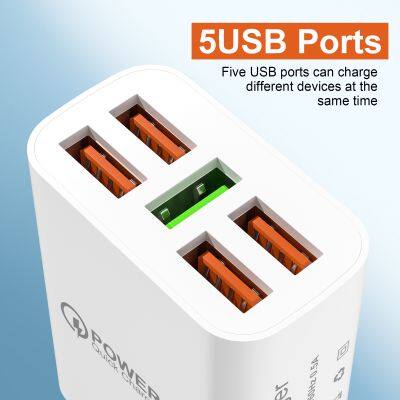 5USB 5V2A Multi-port Charger Fast Charging USB Wall Charger US EU Plug Adapter For Samsung For IPhone 13 12 Xiaomi 11 10 photo-5