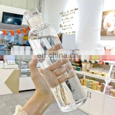 Summer Products Custom Glass Juice Bottles 550Ml 25Oz Transparent Bouteilles En Verre Drinkware Glass Bottles with Time Marker