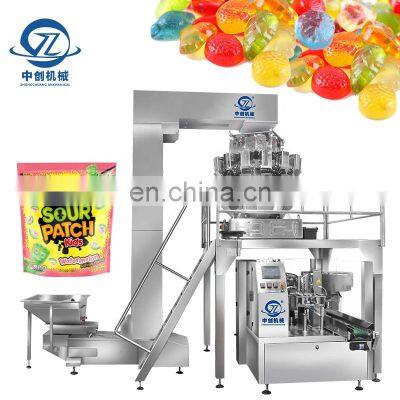 Premade Zipper Bag Packaging Granule Zip Pouch Fruit Candies Soft Sweet Gummy Candy Doypack Packing Machine Emballage