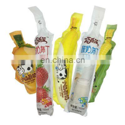 100ml special bottle shaped pouch beverage injection packing bag soft plastic Yogurt juice pouch with straw