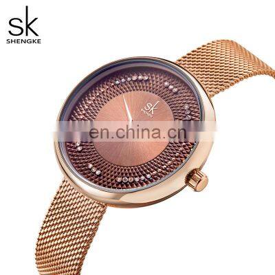 SHENGKE Women Watch Luxury K0132L Autumn Warm Coffee Color Handwatch for Women OL Style Gorgeous Watch