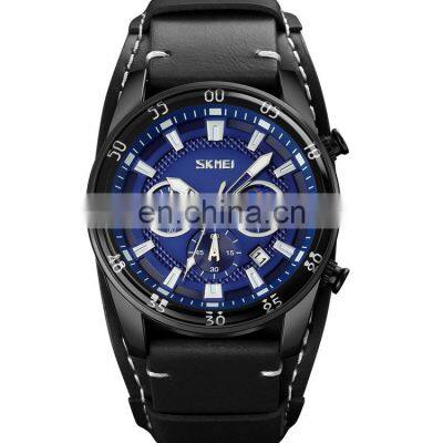 Custom Logo 9249 SKMEI Luxury Men Watch Leather Band Wholesale Fashion Wristwatch Quartz Time Piece Waterproof photo-2
