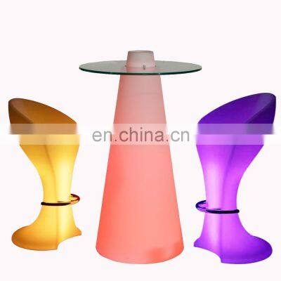 wireless illuminated glowing led portable led light bar cocktail tables and chairs night club plastic tables led ktv chairs