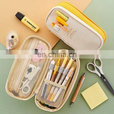 Amazon High Large Capacity Multifunction Cute Custom Canvas Kids Pen Holder Pencil Case photo-2