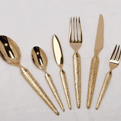 Vintage Stainless Steel Flatware Gold Cutlery Set For Wedding Table Decoration