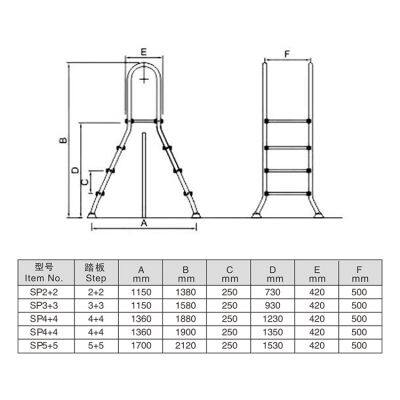SP Stainless Steel Portable Pool Ladder Two Sided With Anti-Slip Feature Premium Swimming Pool Accessories photo-3