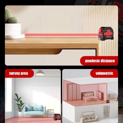 60m Muti-fuction CE Approved 3-in-1 Rechargeable Laser Tape Measure With 5m Autolock Measuring Tape for Construction photo-5