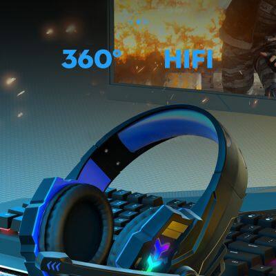 Camouflage Wired 3.5mm Cable RGB Gaming Headset 2.2M Earphone Super Bass Stereo Headphones photo-6