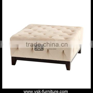 OT-099 Beech Wood Frame Tufted Fabric Ottoman