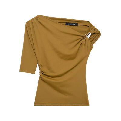 Frühling 2025 Neues Design Retro Rundhals lockere Kurzarm-Unisex-Asymmetrie-T-Shirt mit einzigartigem Stil und eingeschr?nkter Anziehungskraft