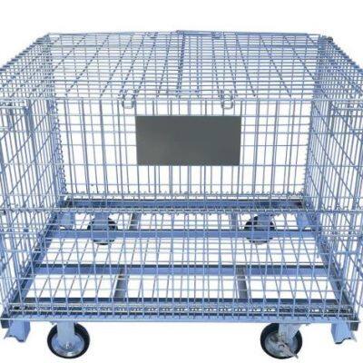 storage storage metal foldable pallet steel wire mesh warehouse cage