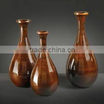 High quality best selling eco friendly spun brown lacquer bamboo vase in Viet Nam