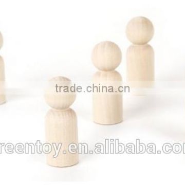 Natural Unfinished Wood block, Doll Body Peg