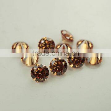 Best Quality 0.9mm-3mm Cubic Zirconia Loose Dark Champagne Round Zirconia Stone From China Manufacturer for Jewelry Design