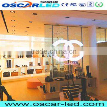 10mm led transparent glass led screen display curtain window video led glass display