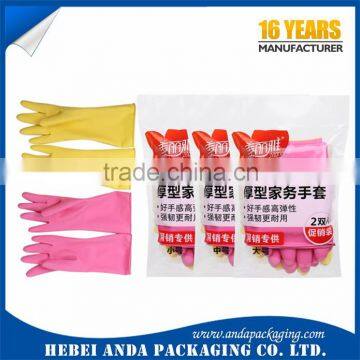 Gravure Printing and Heat Sealing Handle Plastic Laundry Bag for Rubber Gloves