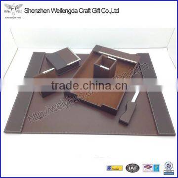 Fancy Brown 6 Pieces Faux Leather Office Stationery Set