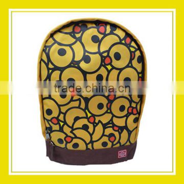 2016 New Arrival Products Bros Bros Duck Pattern Printed 600D Yellow Polyester Backpack